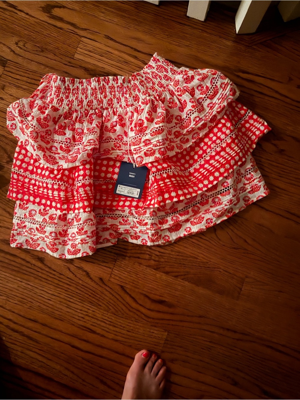 Roller Rabbit Red and White Ruffled Mini Skirt